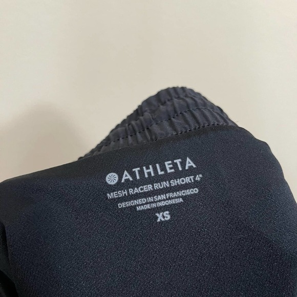 Athleta Mesh Racer 4" Elastic Waist Lined Pull-On Run Shorts Black XS - Picture 7 of 14